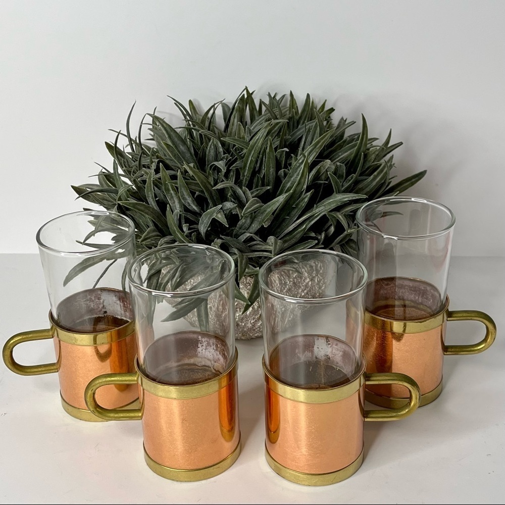 Mid-Century Modern Copper Irish Coffee Tea Glass - Set of 4 - Picture 16 of 16